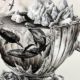 (Foto: Alyse Dietel,FRAGILIDAD (2023, PLUMA, ACUARELA, ACRÍLICO). Fuente: Quinta Evaluación Nacional del Clima Arte x Galería del Clima.)